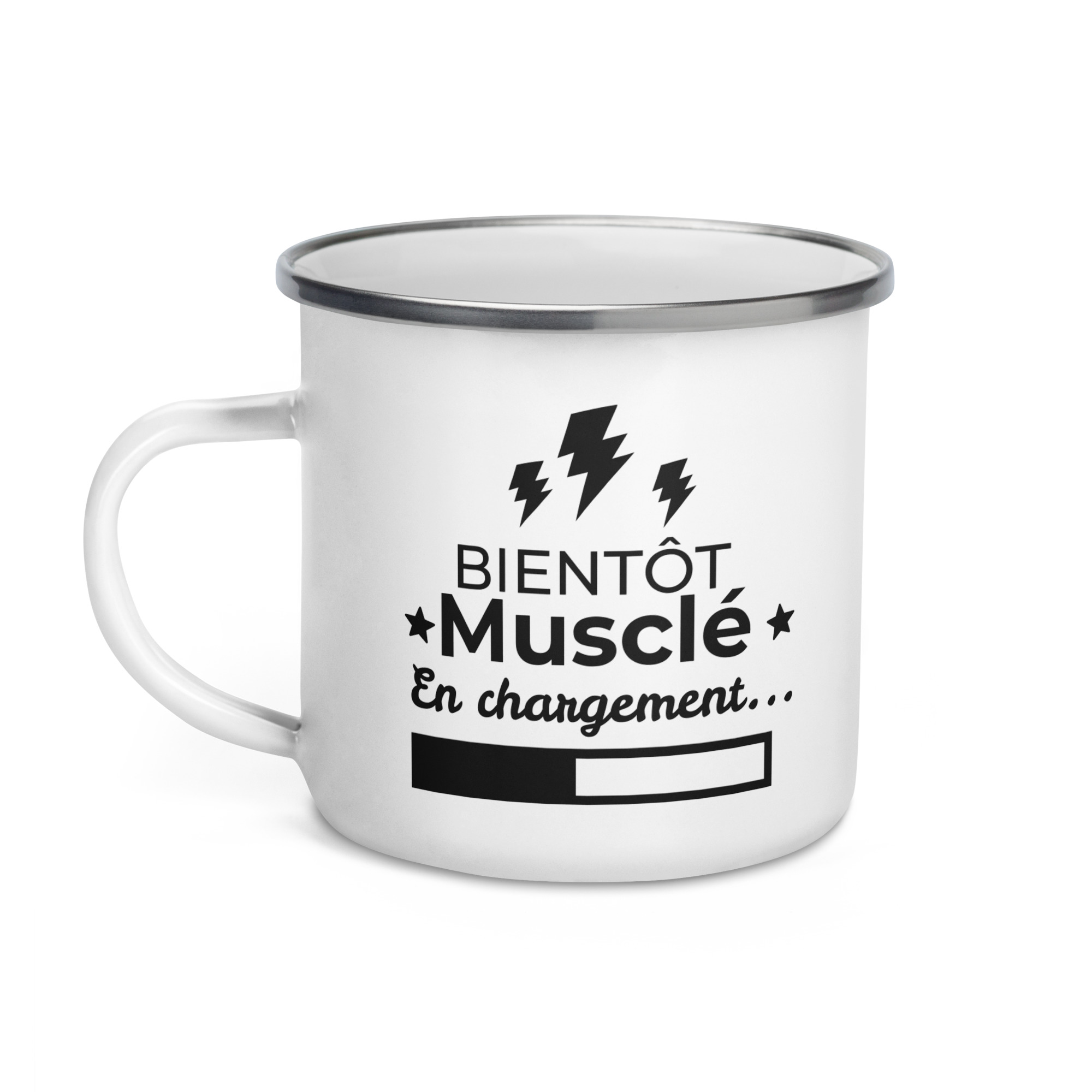 Mug émaillé Bientôt Musclé